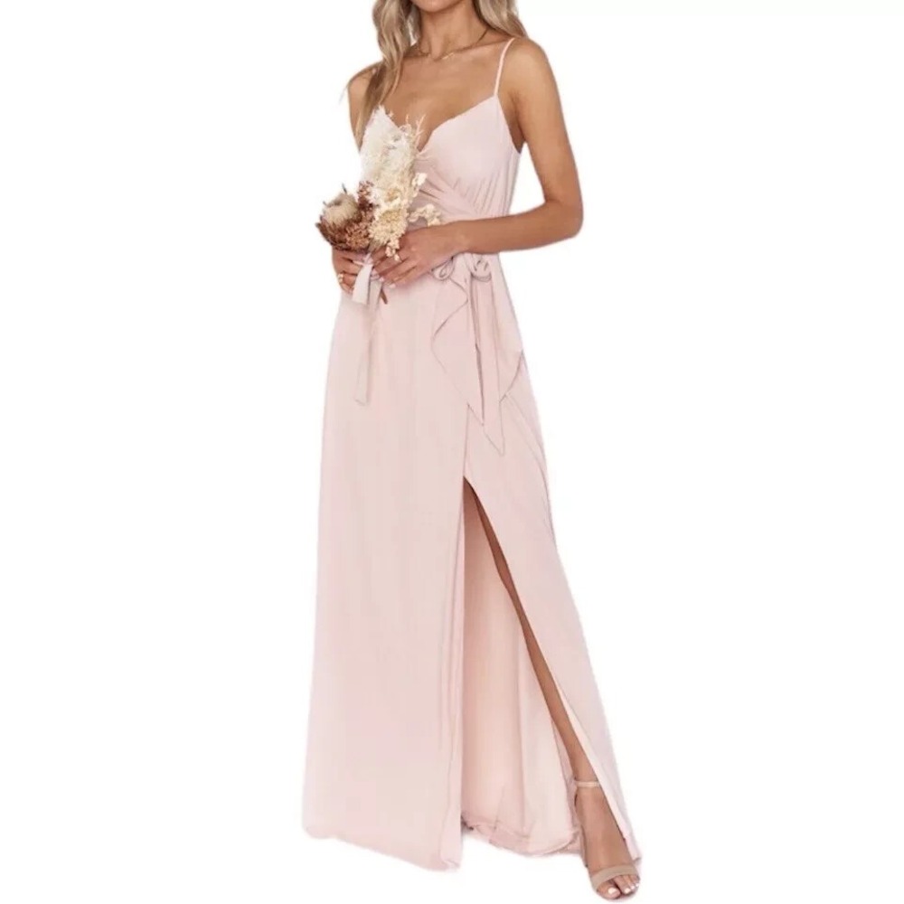 NWT Show Me Your Mumu Liz Strappy Wrap Maxi Dress in Dusty Blush Crisp Pink $148 - Picture 4 of 8